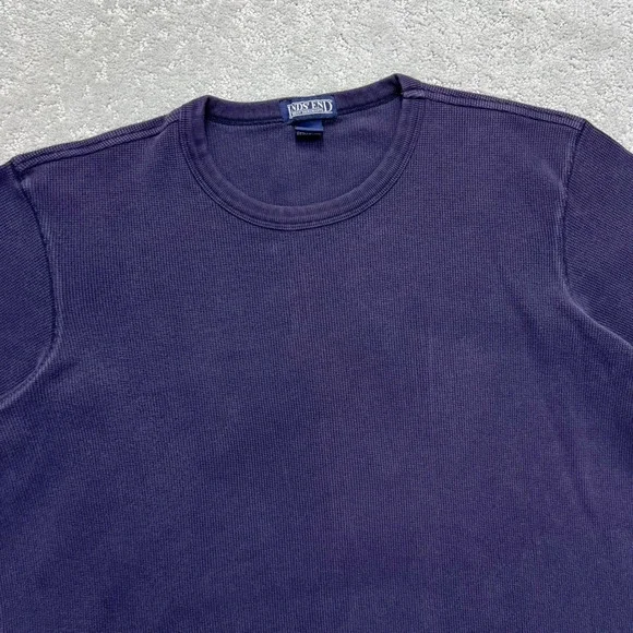Lands End Thermal Shirt Mens XL Navy Purple Waffle Knit Long Sleeve Heavyweight - Picture 3 of 16
